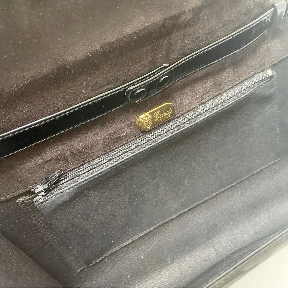 Gucci black patent leather GG logo vintage shoulder bag rare - Picture 8 of 12